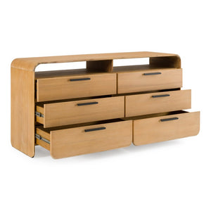 VIG Furniture Dresden Solid Acacia Dresser With 6 Drawers, Natural Grain Finish, Fully Assembled, Durable Hardware VGWD-BH-VF-DS-NAT