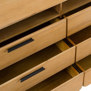 VIG Furniture Dresden Solid Acacia Dresser With 6 Drawers, Natural Grain Finish, Fully Assembled, Durable Hardware VGWD-BH-VF-DS-NAT