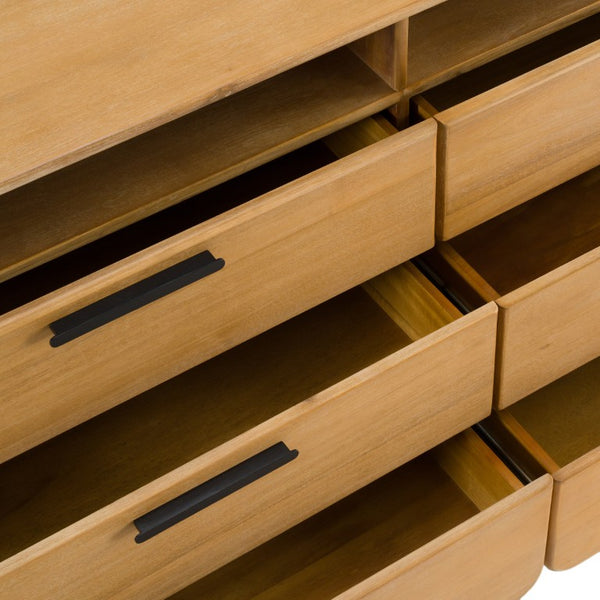 VIG Furniture Dresden Solid Acacia Dresser With 6 Drawers, Natural Grain Finish, Fully Assembled, Durable Hardware VGWD-BH-VF-DS-NAT