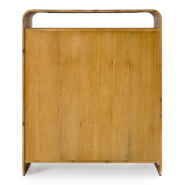 VIG Furniture Dresden Vertical Acacia Chest — 4-Drawer Modern Natural Finish, Solid Veneer, Smooth Ball-Bearing Glides VGWD-BH-VF-TB-NAT