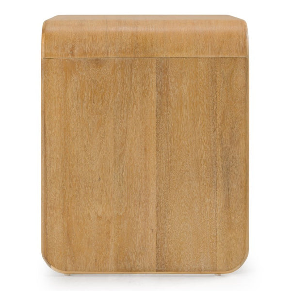 VIG Furniture Dresden Solid Acacia 1-Drawer Nightstand—Compact Modern Bedside Table, Natural Grain, Black Pull VGWD-BH-VF-ST-NAT