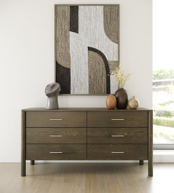 VIG Furniture Carolina Wenge 6-Drawer Dresser — Modern Night Veneer, Soft-Close Drawers, Brushed Nickel Handles VGMA-BR-167-DRS-WNG