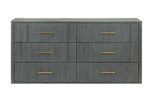 VIG Furniture Manchester- Contemporary Dark Grey Dresser With Solid Acacia, Brass Handles, Spacious Drawers, Ready-To-Use VGWD-HLF2-DR6DRA