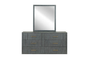 VIG Furniture Manchester- Acacia Dark Grey Mirror With Brass Handles, Solid Craftsmanship, Ready To Hang, 34"X40" VGWD-HLF2-TBMR
