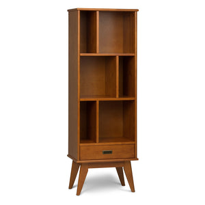 English Elm Draper Mid Century Bookcase & Storage Unit - Stylish Teak Brown Organizer For Modern Living Spaces B136P158158
