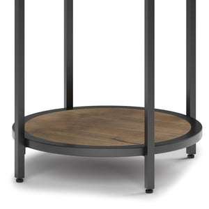 English Elm Jenna Handcrafted Round Side Table with Natural Mango Wood Top and Black Metal Frame, 24"H Dark Brown B136P158986