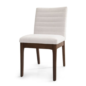 English Elm Upholstered Parsons Dining Chairs Set of 2 Channel Stitch Mid-century Walnut Frame 73471.00LBGE