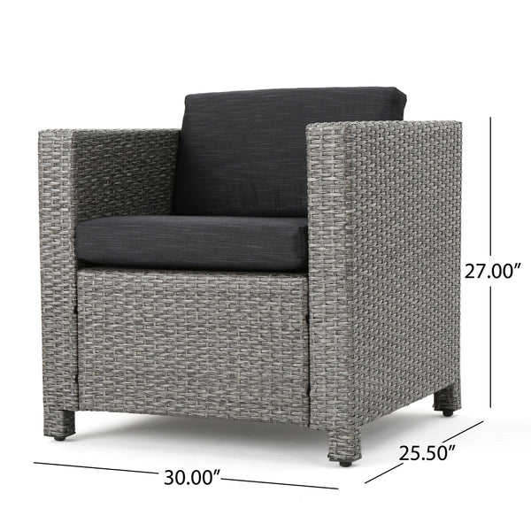 English Elm Puerta Outdoor Club Chair Woven Faux Rattan Iron Frame All Weather Patio Lounge 52979.00MBK