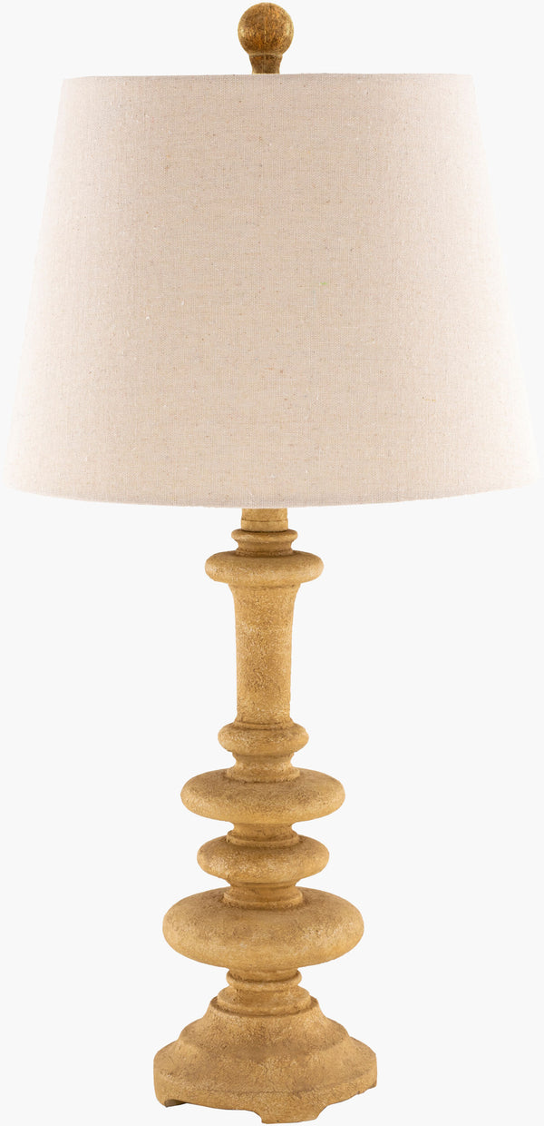 Surya Darla 24" Elegant Accent Table Lamp With Resin Body & Linen Shade For Stylish Home Décor Body, Cream,Finial, Cream,Harp, Metallic ,Brass,Cord, Brown Resin,Linen,Polyester,Resin Drl-001