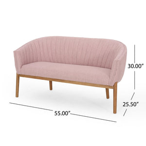 English Elm Loveseat Mid-century Modern Channel Tufted Upholstered Sofa with Rubberwood Tapered Legs 65780.00FLBLSH