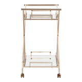 Homelegance By Top-Line Ronnie Champagne Gold Bar Cart Champagne Gold Metal
