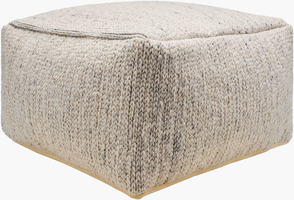 Surya Derby 14" X 24" Stylish Wool Pouf - Versatile Footrest & Seating, Durable Cotton Bottom, Chic Accent Cream Wool,Cotton,Polybeads Drpf001-142424