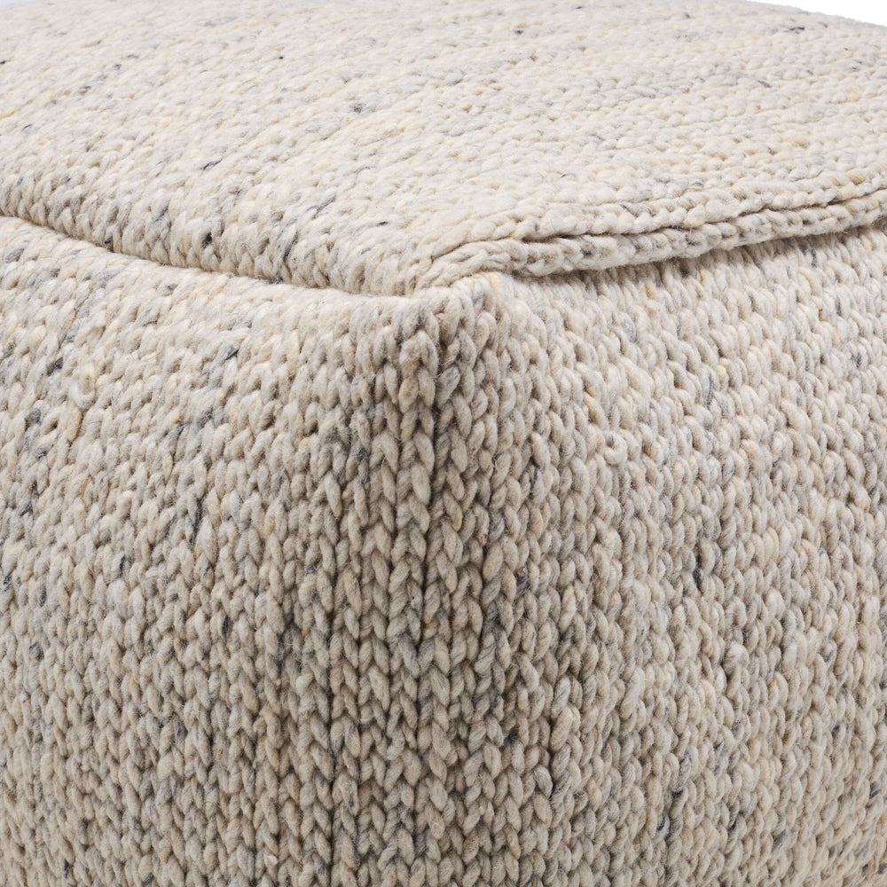 Surya Derby 14" X 24" Stylish Wool Pouf - Versatile Footrest & Seating, Durable Cotton Bottom, Chic Accent Cream Wool,Cotton,Polybeads Drpf001-142424