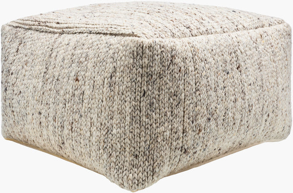 Surya Derby 14" X 24" Stylish Wool Pouf - Versatile Footrest & Seating, Durable Cotton Bottom, Chic Accent Oatmeal Wool,Cotton,Polybeads,Polybeads Drpf003-142424