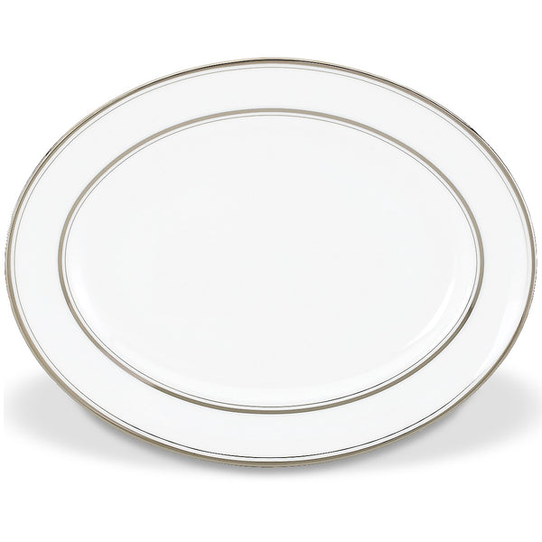 Lenox Kate Spade Library Lane Platinum 13" Oval Serving Platter White, WHITE BONE CHINA 6255434