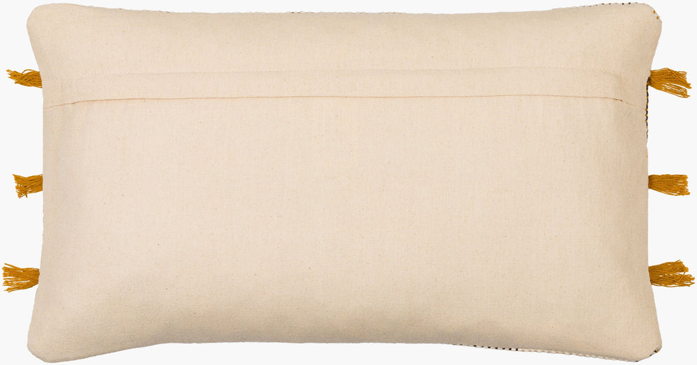 Surya Draper 14"L X 22"W Bohemian Lumbar Pillow - Eco-friendly Cotton, Colorful Embroidery & Comfort Cream Cotton,Cotton Drr001-1422