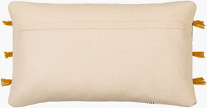 Surya Draper 14"L X 22"W Bohemian Lumbar Pillow - Eco-friendly Cotton, Colorful Embroidery & Comfort Cream Cotton,Cotton Drr001-1422