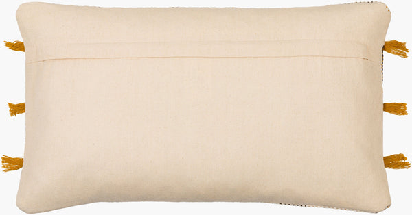 Surya Draper 14"L X 22"W Bohemian Lumbar Pillow - Eco-friendly Cotton, Colorful Embroidery & Comfort Cream Cotton,Cotton Drr001-1422