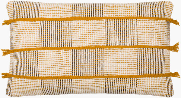 Surya Draper 14"L X 22"W Bohemian Lumbar Pillow - Eco-friendly Cotton, Colorful Embroidery & Comfort Cream Cotton,Cotton Drr001-1422