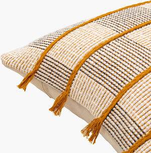 Surya Draper 14"L X 22"W Bohemian Lumbar Pillow - Eco-friendly Cotton, Colorful Embroidery & Comfort Cream Cotton,Cotton Drr001-1422