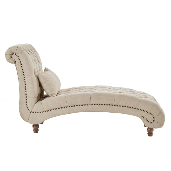 Homelegance By Top-Line Pietro Tufted Oversized Chaise Lounge Beige Linen