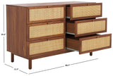 Safavieh Aino 6 Drawer Dresser Walnut 60.7" x 17.7" x 32.2"