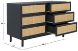 Safavieh Aino 6 Drawer Dresser Black 60.7" x 17.7" x 32.2"