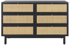 Safavieh Aino 6 Drawer Dresser Black 60.7" x 17.7" x 32.2"