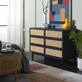 Safavieh Aino 6 Drawer Dresser Black 60.7" x 17.7" x 32.2"