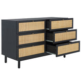 Safavieh Aino 6 Drawer Dresser Black 60.7" x 17.7" x 32.2"