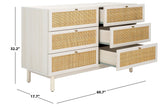 Safavieh Aino 6 Drawer Dresser White 60.7" x 17.7" x 32.2"