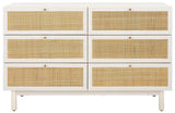 Safavieh Aino 6 Drawer Dresser White 60.7" x 17.7" x 32.2"