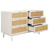 Safavieh Aino 6 Drawer Dresser White 60.7" x 17.7" x 32.2"