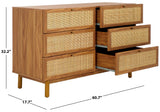 Safavieh Aino 6 Drawer Dresser Oak 60.7" x 17.7" x 32.2"