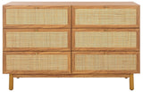 Safavieh Aino 6 Drawer Dresser Oak 60.7" x 17.7" x 32.2"