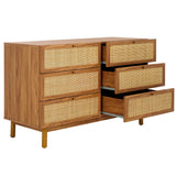 Safavieh Aino 6 Drawer Dresser Oak 60.7" x 17.7" x 32.2"