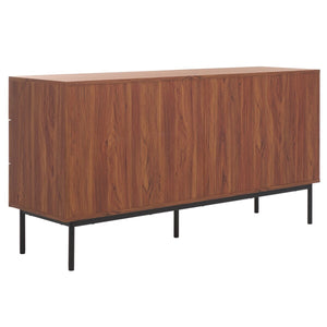 Safavieh Axelle 6 Drawer Dresser Walnut / Black / Black 63.1" x 18.5" x 32.4"