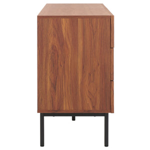 Safavieh Axelle 6 Drawer Dresser Walnut / Black / Black 63.1" x 18.5" x 32.4"