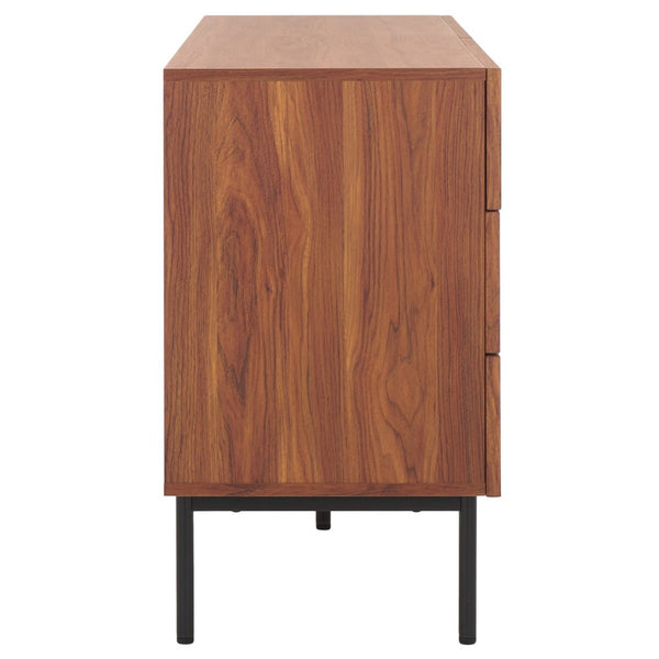 Safavieh Axelle 6 Drawer Dresser Walnut / Black / Black 63.1" x 18.5" x 32.4"