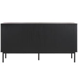 Safavieh Axelle 6 Drawer Dresser Black / Black / Gold 63.1" x 18.5" x 32.4"