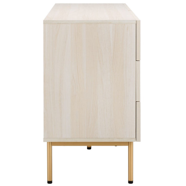 Safavieh Axelle 6 Drawer Dresser White / Gold / Gold 63.1" x 18.5" x 32.4"