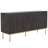 Safavieh Axelle 6 Drawer Dresser Distressed Black / Gold / Gold 63.1" x 18.5" x 32.4"