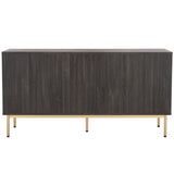 Safavieh Axelle 6 Drawer Dresser Distressed Black / Gold / Gold 63.1" x 18.5" x 32.4"