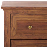 Safavieh Sondra 6 Drawer Dresser Walnut / Gold 63" x 18.5" x 33.4"