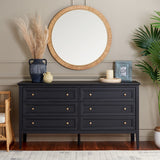 Safavieh Sondra 6 Drawer Dresser Black / Gold  63" x 18.5" x 33.4"