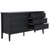 Safavieh Sondra 6 Drawer Dresser Black / Gold  63" x 18.5" x 33.4"