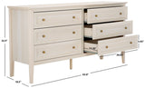 Safavieh Sondra 6 Drawer Dresser White / Gold 63" x 18.5" x 33.4"