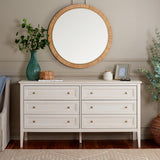 Safavieh Sondra 6 Drawer Dresser White / Gold 63" x 18.5" x 33.4"