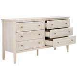 Safavieh Sondra 6 Drawer Dresser White / Gold 63" x 18.5" x 33.4"