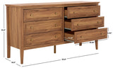 Safavieh Sondra 6 Drawer Dresser Oak / Gold 63" x 18.5" x 33.4"